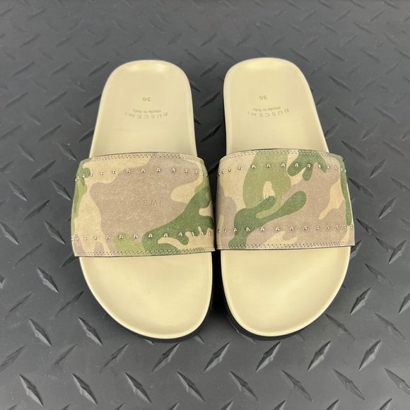 Buscemi Womens Slide Camou Suede Sandals US 6 EU 36 - Picture 5 of 6